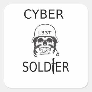 Pegatina Cuadrada Pegatinas de hackers de cibersoldados