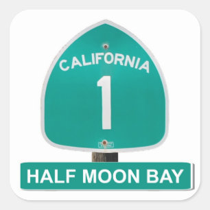 Pegatina Cuadrada Pegatinas de Half Moon Bay Highway 1