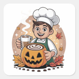 Pegatina Cuadrada Pegatinas de Halloween - Diseños espeluznantes, di