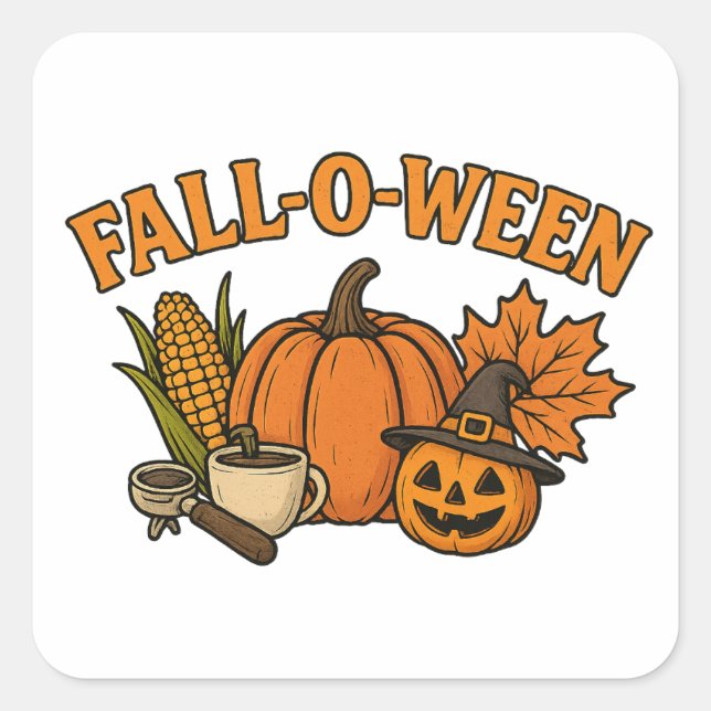 Pegatina Cuadrada Pegatinas de Halloween - Diseños espeluznantes, di (Anverso)