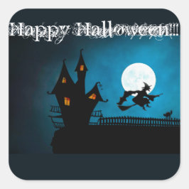 Pegatina Cuadrada Pegatinas de Halloween felices