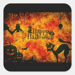 Pegatina Cuadrada Pegatinas de Halloween felices