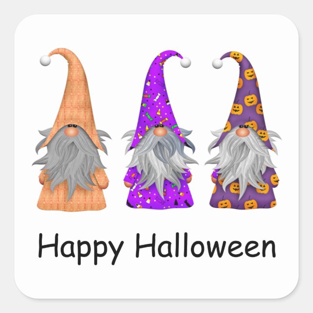 Pegatina Cuadrada Pegatinas de Halloween Gnomes (Anverso)