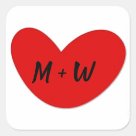 Pegatina Cuadrada Pegatinas de Heart Inicials