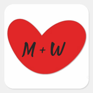 Pegatina Cuadrada Pegatinas de Heart Inicials