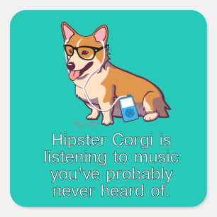 Pegatina Cuadrada Pegatinas de Hipster Corgi
