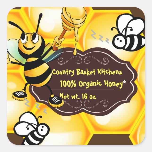 Pegatina Cuadrada Pegatinas de Honey Square (Anverso)