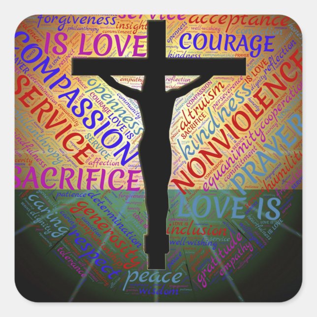 Pegatina Cuadrada pegatinas de inspiración espiritual (Anverso)