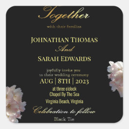 Pegatina Cuadrada Pegatinas De Invitación A La Boda Formal Negra Y O