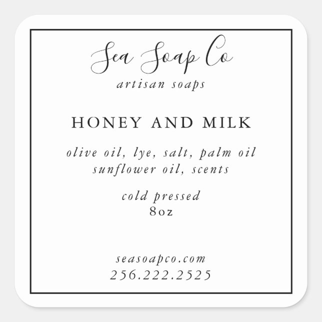 Pegatina Cuadrada Pegatinas de jabón personalizables (Anverso)