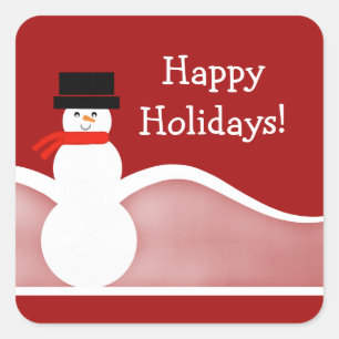 Pegatina Cuadrada Pegatinas de Jolly Snowman Holiday Square
