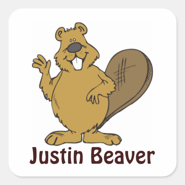 Pegatina Cuadrada Pegatinas de Justin Beaver (Anverso)