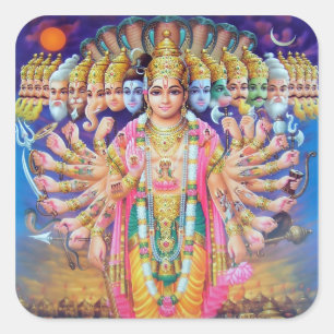 Pegatina Cuadrada Pegatinas de Krishna Vishvarupa