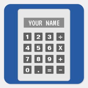 Pegatina Cuadrada Pegatinas de la calculadora con texto personalizad