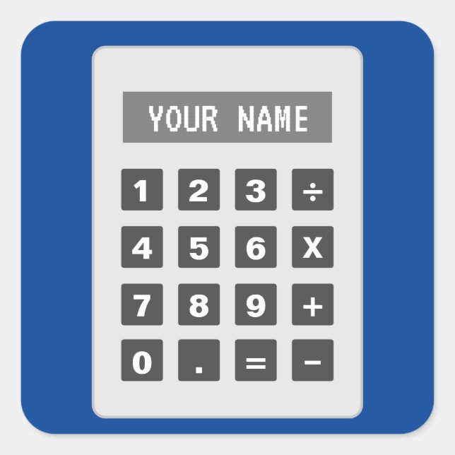 Pegatina Cuadrada Pegatinas de la calculadora con texto personalizad (Anverso)