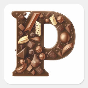 Pegatina Cuadrada Pegatinas de la carta de chocolate P