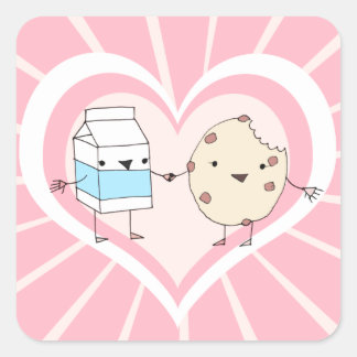 Pegatina Cuadrada Pegatinas de la leche y la galleta