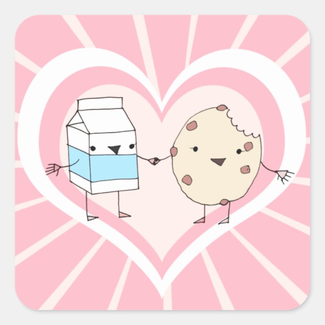 Pegatina Cuadrada Pegatinas de la leche y la galleta (Anverso)