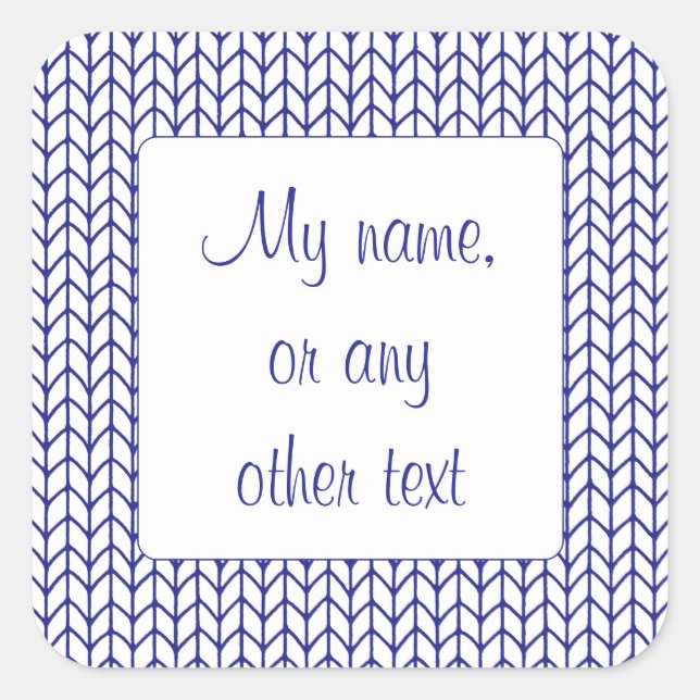 Pegatina Cuadrada PEGATINAS de la línea AZUL KNIT de 3" Square Matte (Anverso)