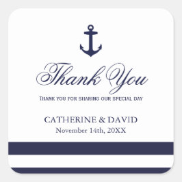 Pegatina Cuadrada Pegatinas de la Marina en la Boda Blanca y Azul fa