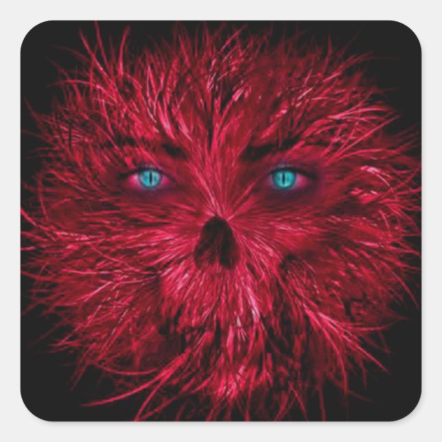 Pegatina Cuadrada Pegatinas de la Plaza de Halloween/Monstruo espelu (Anverso)