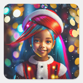 Pegatina Cuadrada Pegatinas de la plaza de la esquina redonda clásic