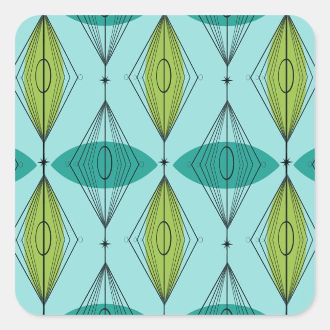 Pegatina Cuadrada Pegatinas de la Plaza del Ogeo Atómico y Starburst (Anverso)