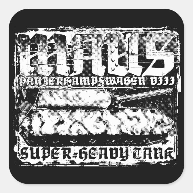 Pegatina Cuadrada Pegatinas de la Plaza Maus del Panzer VIII (Anverso)