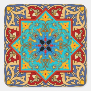 Pegatina Cuadrada Pegatinas de la Plaza Tile de Marruecos