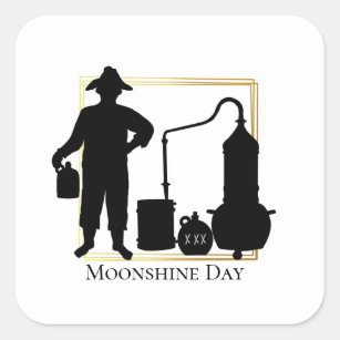Pegatina Cuadrada Pegatinas de la silueta negra de Moonshine Day