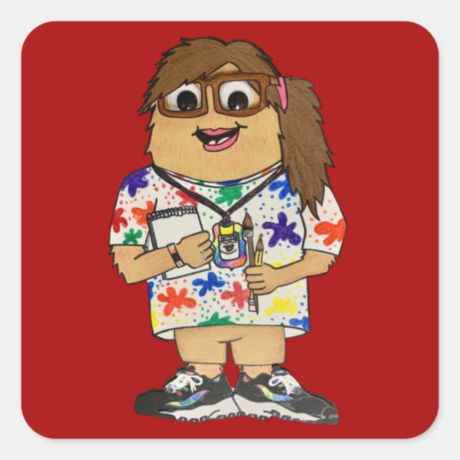 Pegatina Cuadrada Pegatinas de la Sra. Bryson Monster (Anverso)