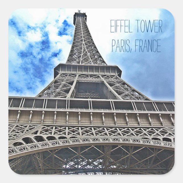 Pegatina Cuadrada Pegatinas de la Torre Eiffel - ¡Personalizar! (Anverso)