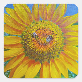 Pegatina Cuadrada Pegatinas de las abejas del girasol