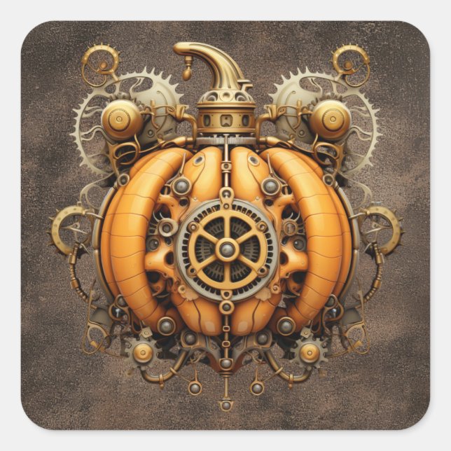 Pegatina Cuadrada Pegatinas de las calabazas de Steampunk Fall (Anverso)