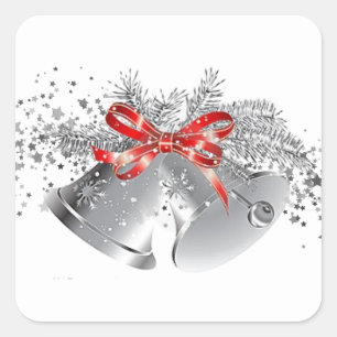 Pegatina Cuadrada Pegatinas de las campanas navidades