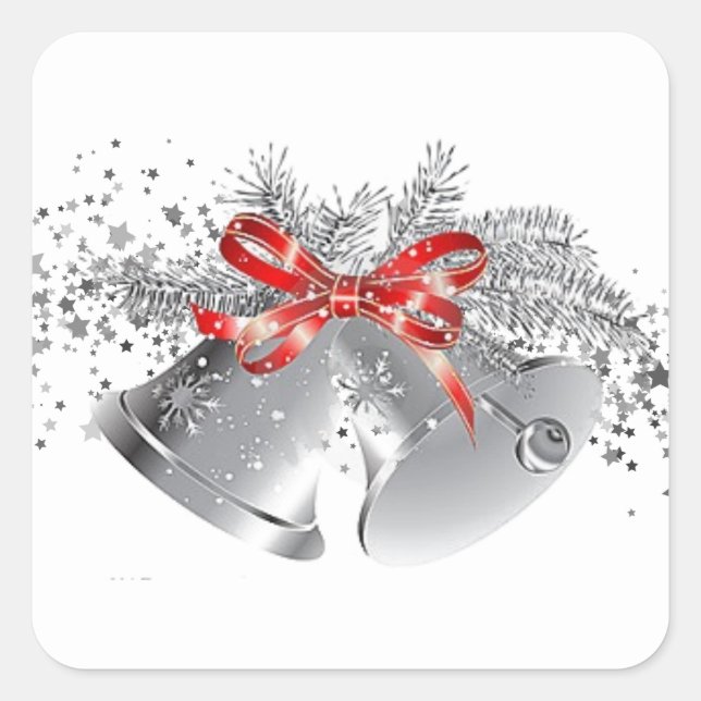 Pegatina Cuadrada Pegatinas de las campanas navidades (Anverso)