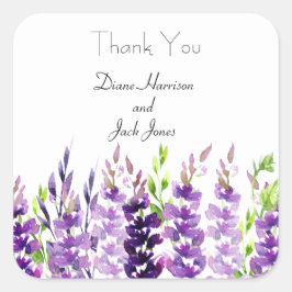 Pegatina Cuadrada Pegatinas de Lavanda de color Boda púrpura
