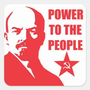 Pegatina Cuadrada Pegatinas de Lenin "Poder para el pueblo"