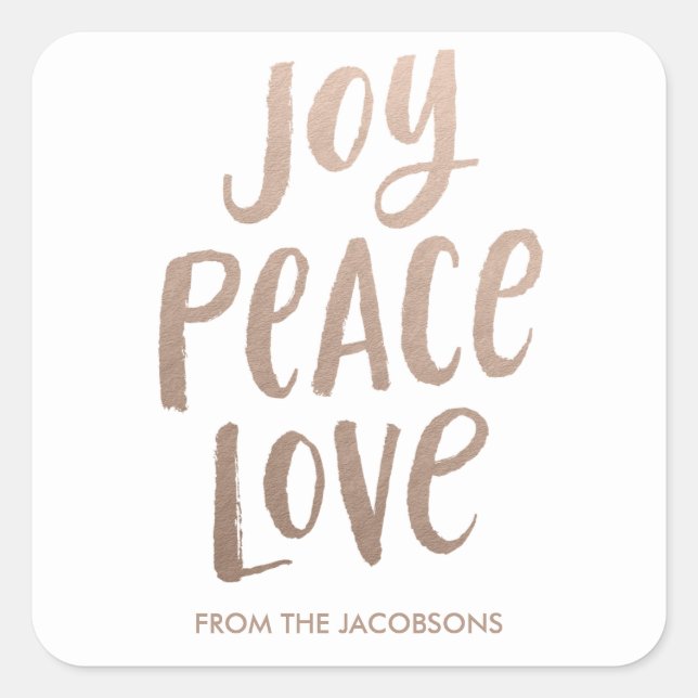 Pegatina Cuadrada Pegatinas de letras de pincel de moda - Oro rosa (Anverso)