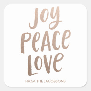 Pegatina Cuadrada Pegatinas de letras de pincel de moda - Oro rosa