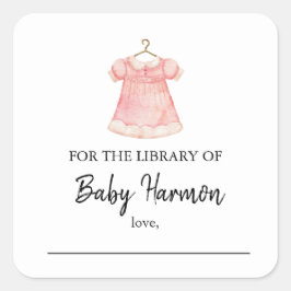 Pegatina Cuadrada Pegatinas de libros de vestimenta de color rosa Ch