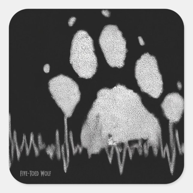Pegatina Cuadrada Pegatinas de Lobo de cinco puntas (Anverso)