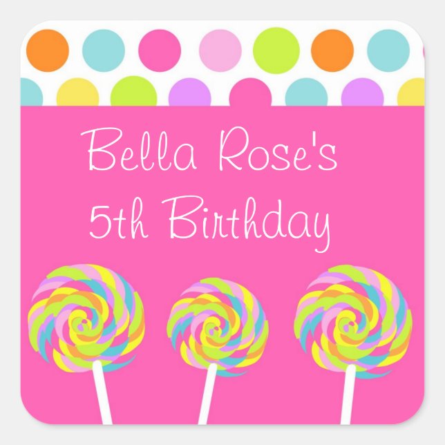 Pegatina Cuadrada Pegatinas de Lollipop Personalised Labs (Anverso)