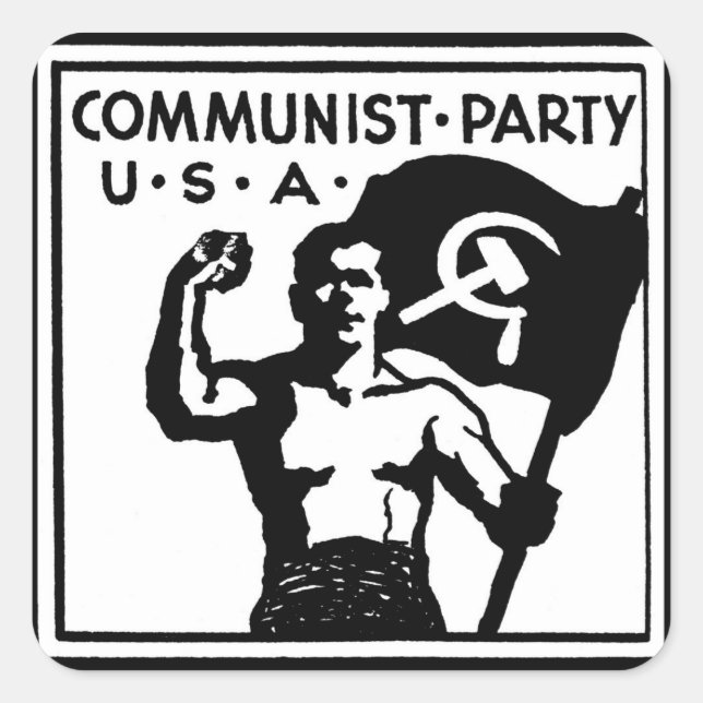 Pegatina Cuadrada Pegatinas de los E.E.U.U. del Partido Comunista (Anverso)