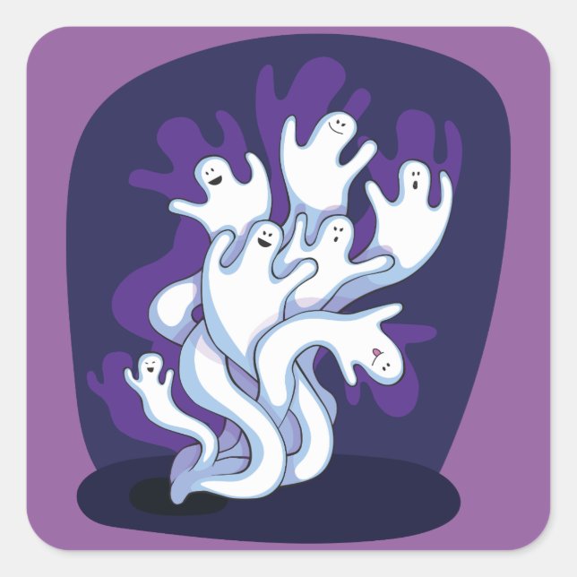 Pegatina Cuadrada Pegatinas de los fantasmas (Anverso)