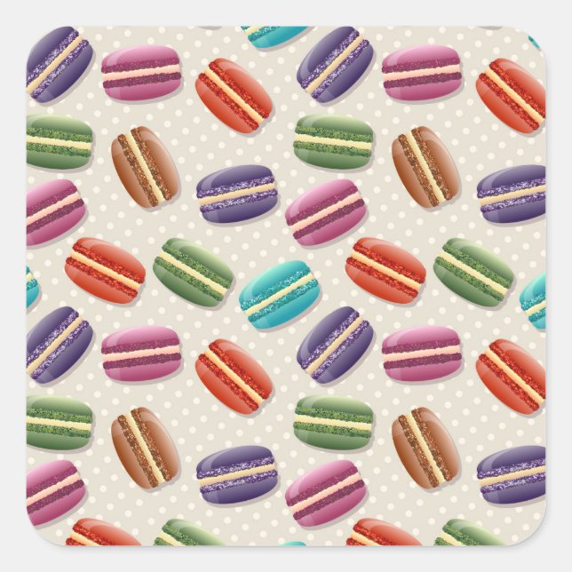 Pegatina Cuadrada pegatinas de macarons (Anverso)