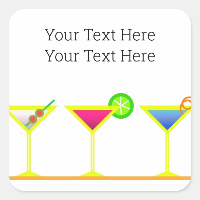 Pegatina Cuadrada Pegatinas de Martini (Anverso)