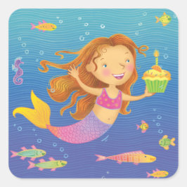 Pegatina Cuadrada Pegatinas de Mermaid Birthday Square
