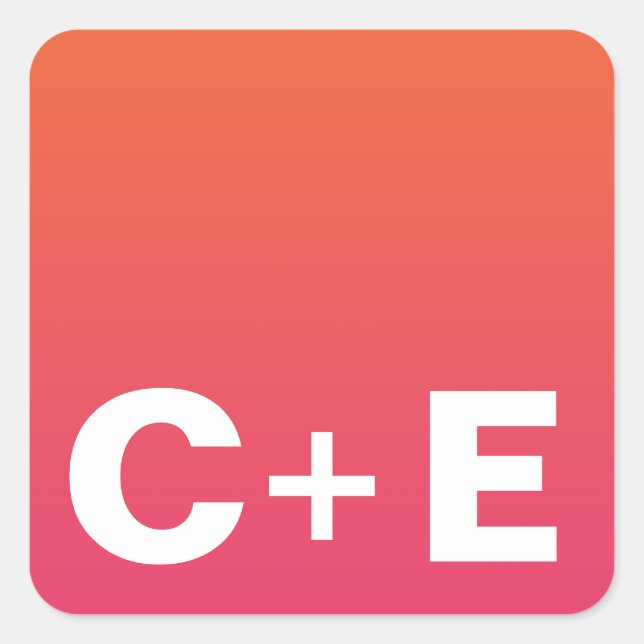 Pegatina Cuadrada Pegatinas de monograma (Anverso)