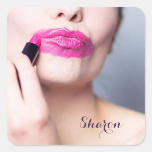 Pegatina Cuadrada Pegatinas de monograma del personalizado de lápiz